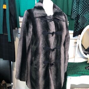 Dennis Basso Black and Gray Reversible Coat